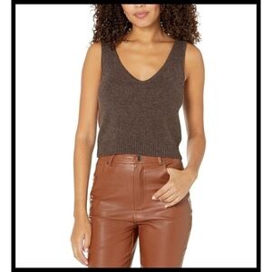 NWT Madewell Carleton V-neck Sweater Tank Top Wool Blend Molasses Brown NEW